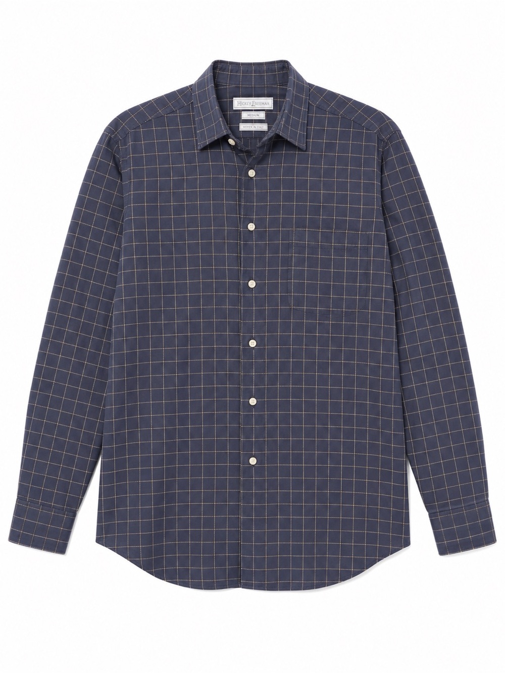 Hickey Freeman Italian Fabric Windowpane Button Down Shirt Men's Medium